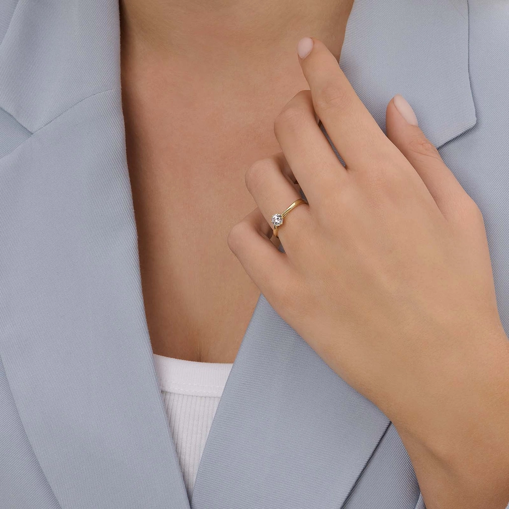 Solitärring 18k guld med 0,5 ct labbodlad diamant - 17,5