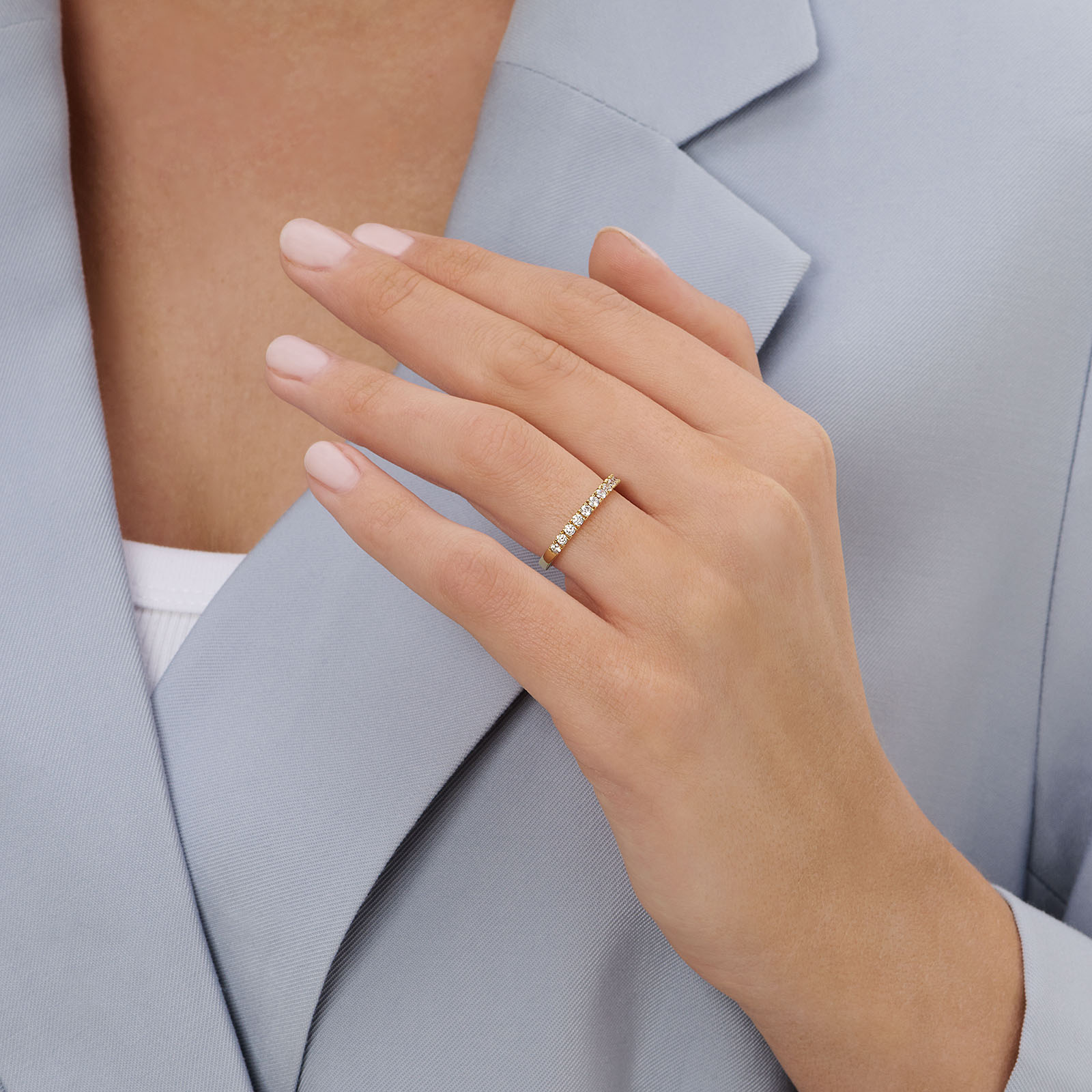 Alliansring 18k guld med 0,5 ct labbodlade diamanter - 16,5