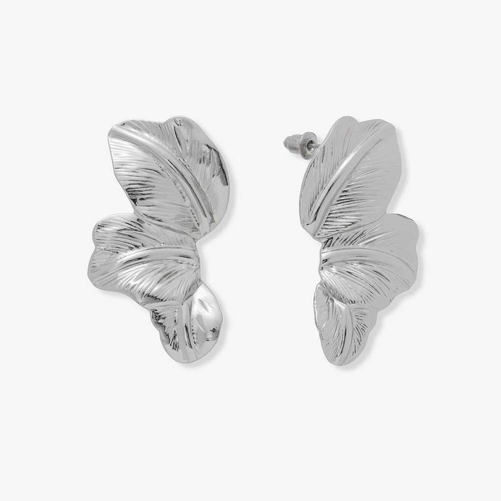 Silverfärgade örhängen, tre löv - 42x22 mm