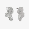 Silverfärgade örhängen, tre löv - 42x22 mm