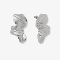 Silverfärgade örhängen, tre löv - 42x22 mm