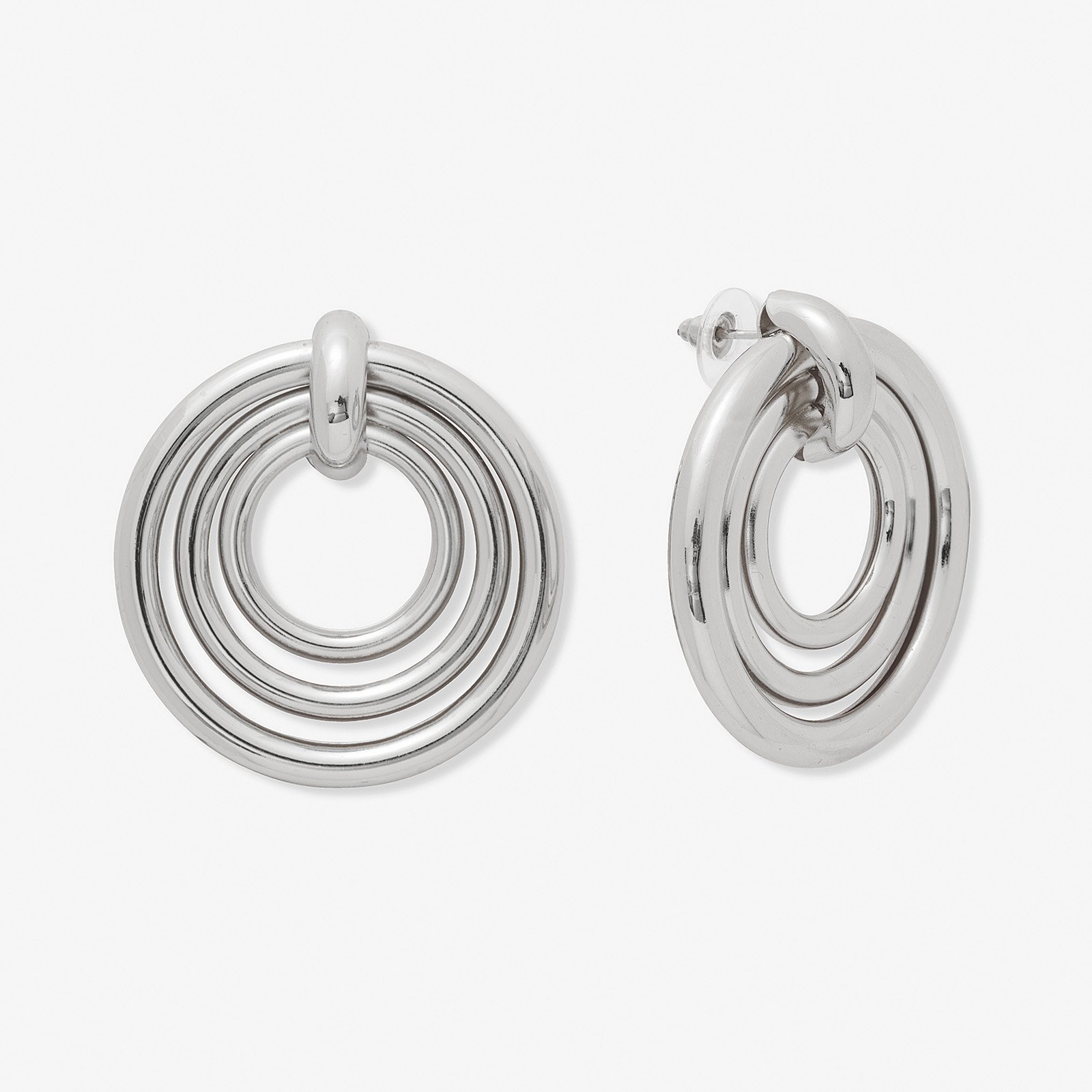 Silverfärgade örhängen, tre ringar - 45 mm