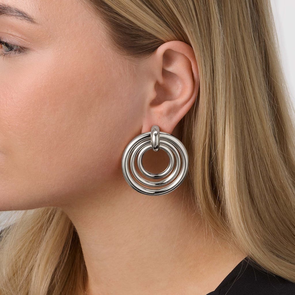 Silverfärgade örhängen, tre ringar - 45 mm