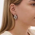 Silverfärgade örhängen, C-hoops två rader - 31 mm