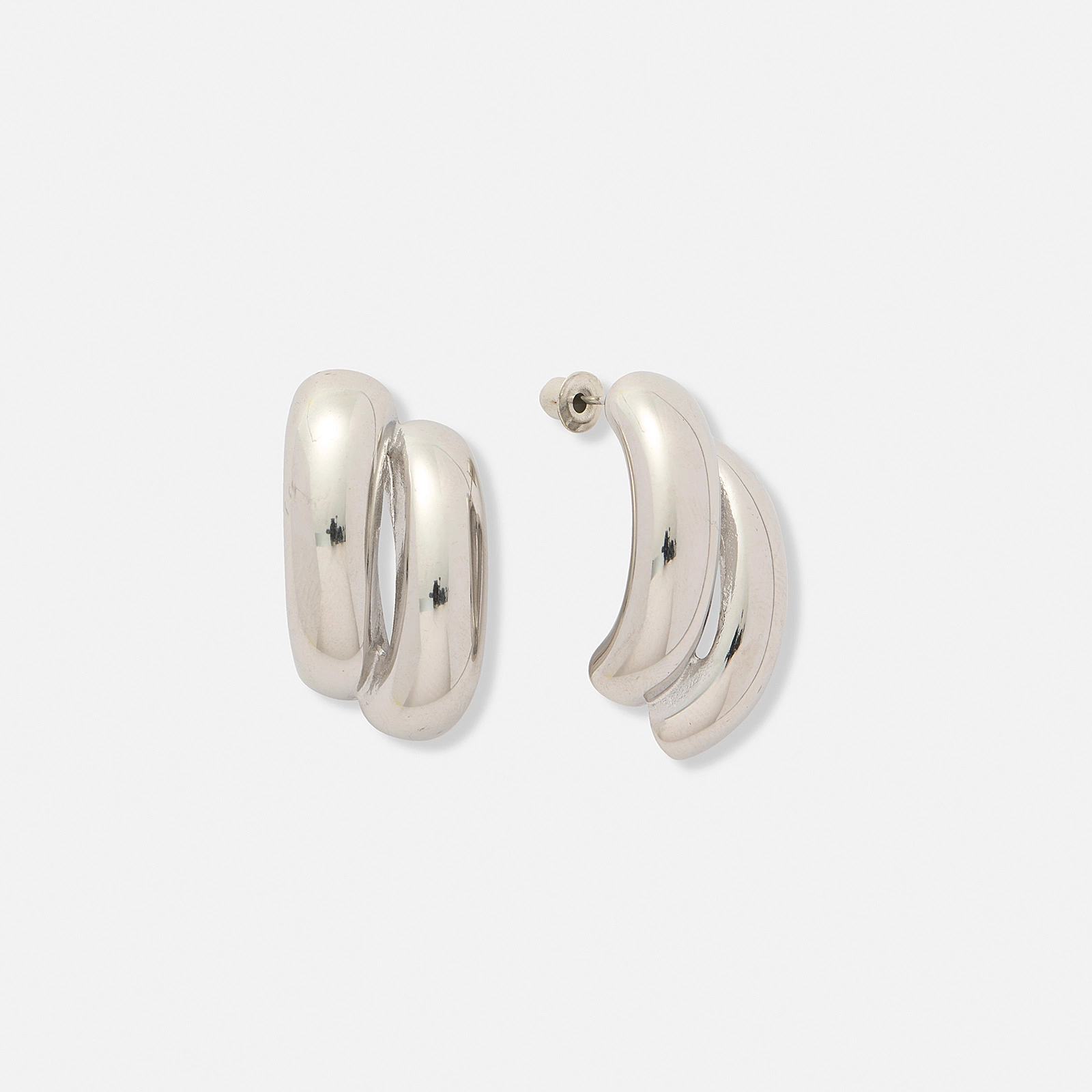 Silverfärgade örhängen, C-hoops två rader - 31 mm