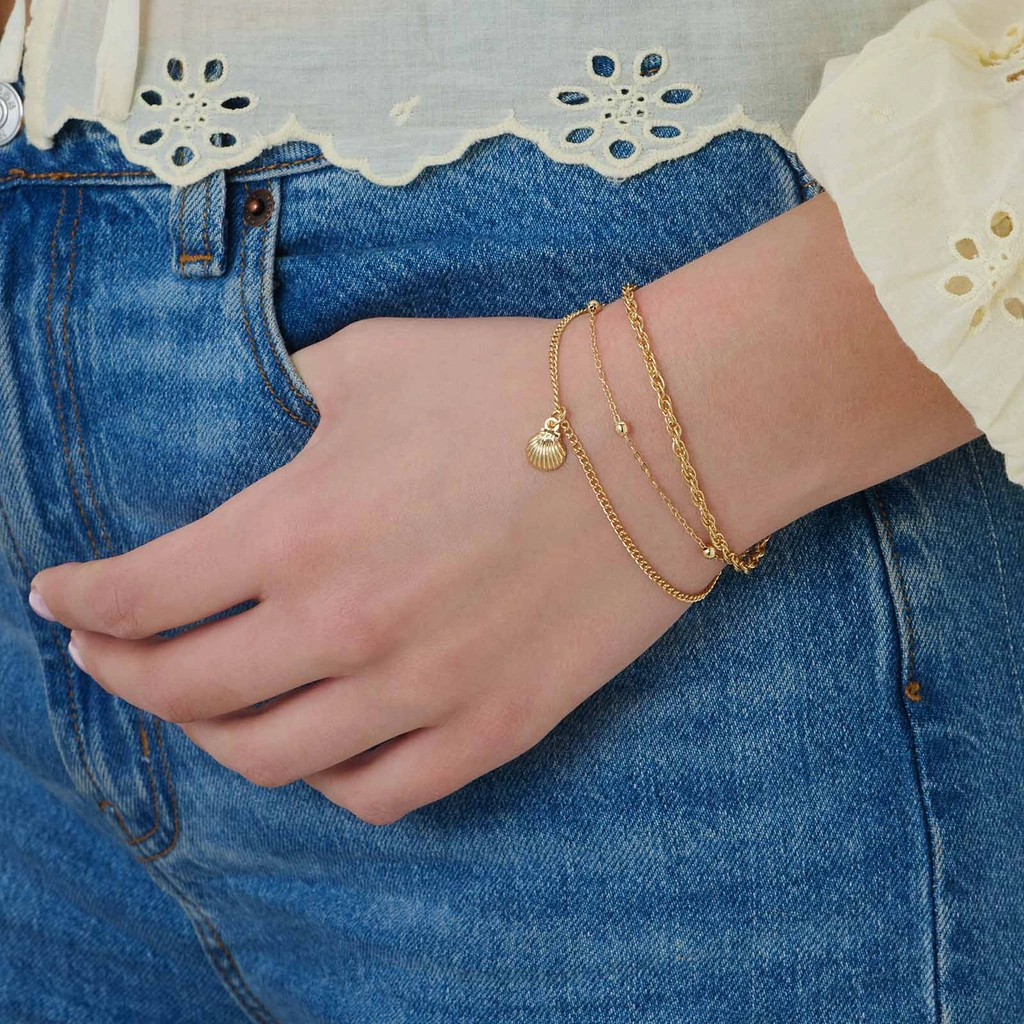 3-pack guldfärgade armband - 17,5+5 cm