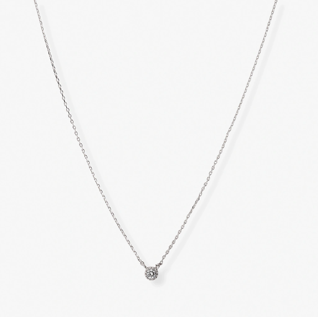 Silverfärgat halsband, liten sten - 42+7 cm