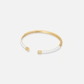 Guldpläterat armband, bangle vita detaljer - 60x50 mm