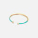 Guldpläterat armband, bangle ljusblå detaljer - 60x50 mm