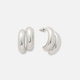 Silverfärgade örhängen, C-hoops två rader - 30 mm