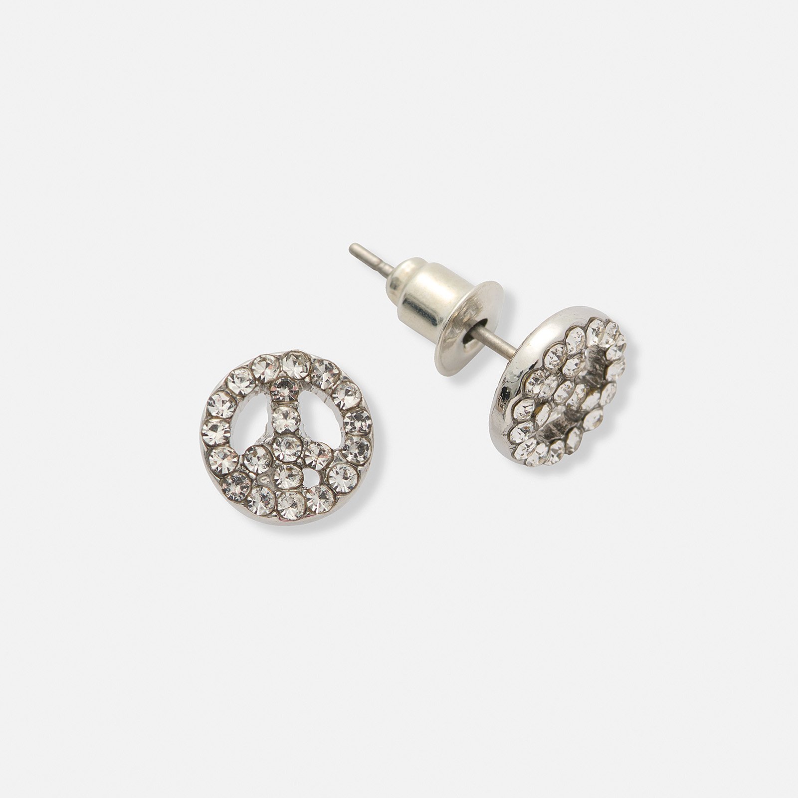 Silverfärgade örhängen, peacetecken - 8 mm