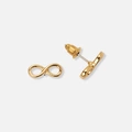 Guldfärgade örhängen, släta infinitysymboler - 12 mm