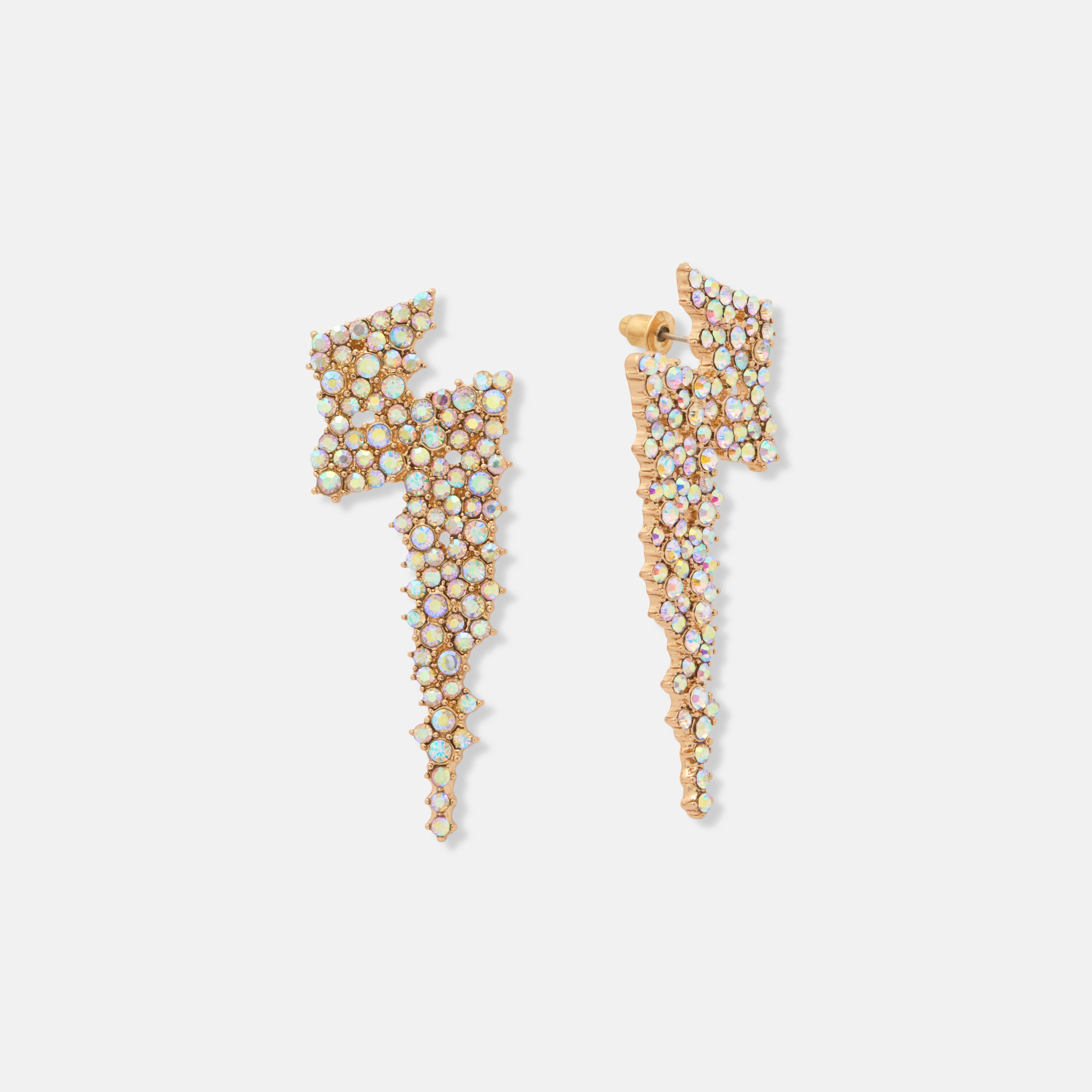 Guldfärgade örhängen, blixtar med pärlor - 55mm