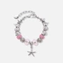 Silverfärgat armband, rosa detaljer & sjöstjärna - 18+5 cm