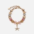 Guldfärgat armband, rosa detaljer & sjöstjärna - 18+5 cm