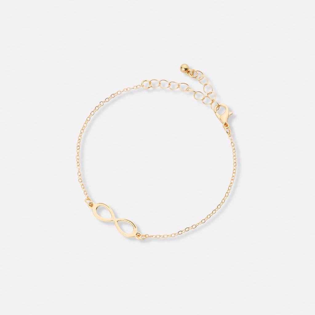 Guldfärgat armband, infinitysymbol - 17+5 cm
