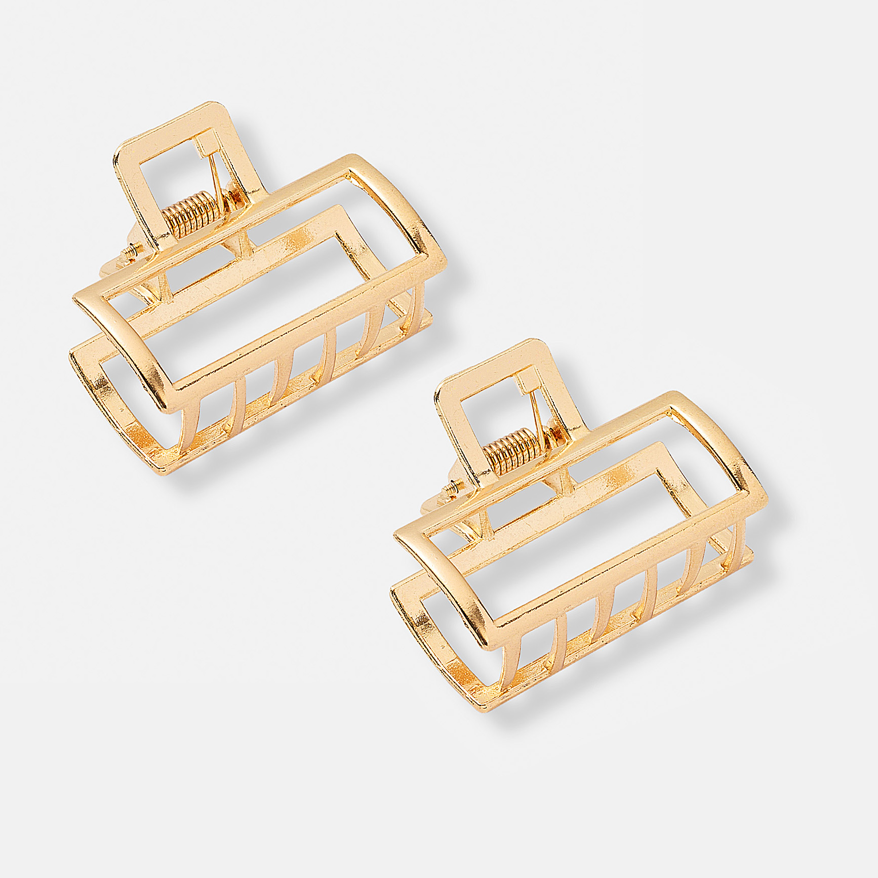 2-pack guldfärgade rektangulär hårklämma - 4cm