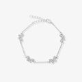 Silverfärgat armband, fjärilar med kristaller - 17+5 cm