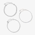 3-pack silverfärgade tennisarmband - 17+5 cm