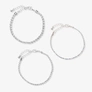 3-pack silverfärgade tennisarmband - 17+5 cm