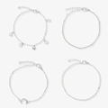 4-pack silverfärgade armband - 17+5 cm