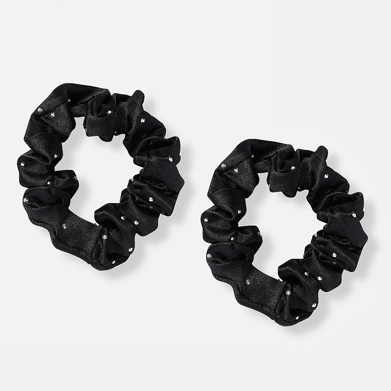 2-pack svarta scrunchies med strass