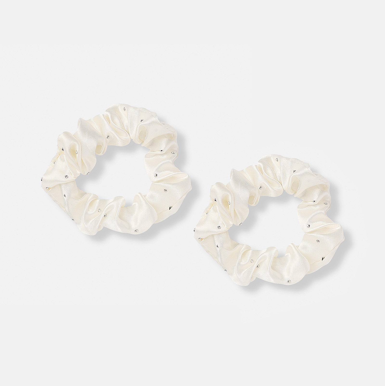 2-pack vita scrunchies med strass
