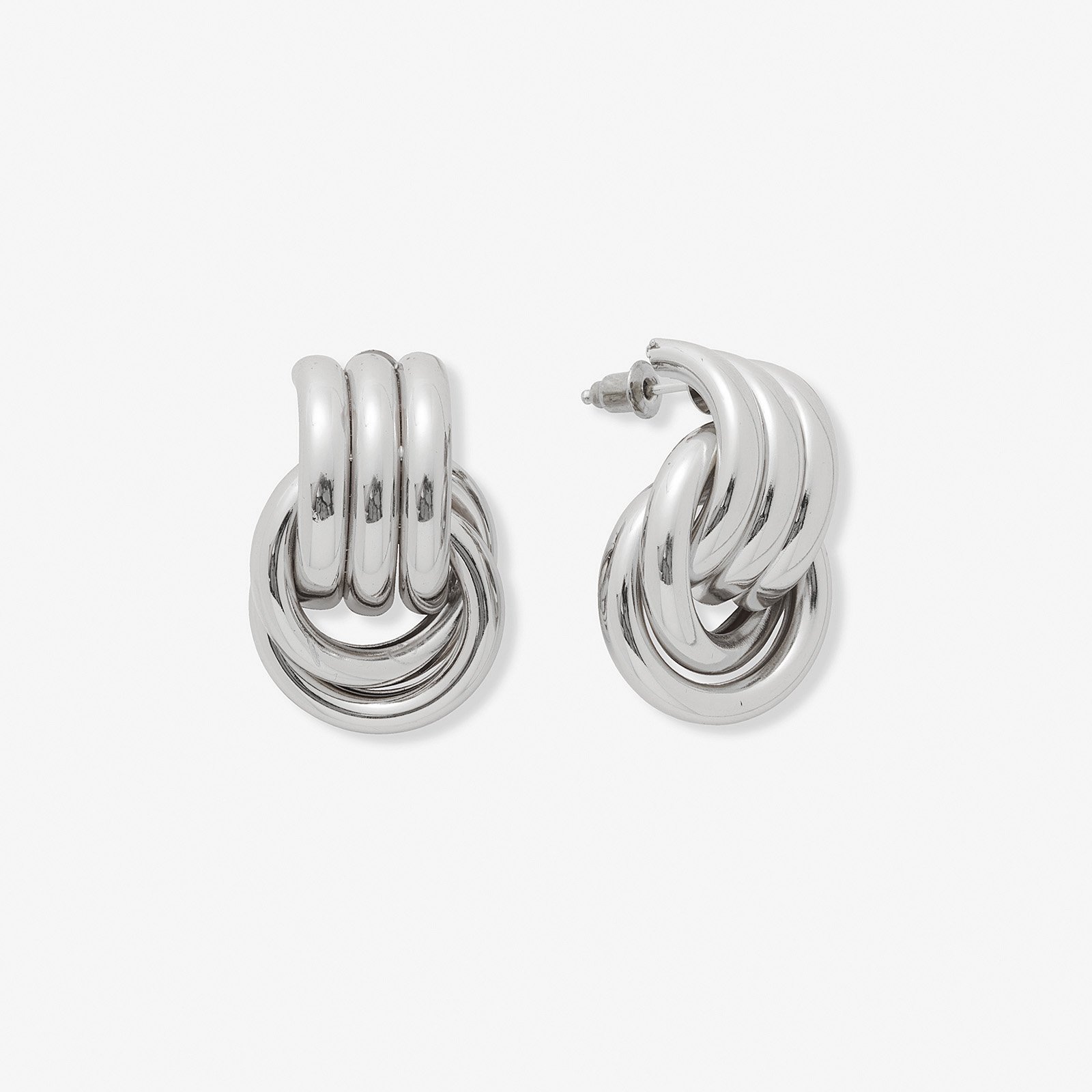 Silverfärgade örhängen, länkade ringar - 30 mm