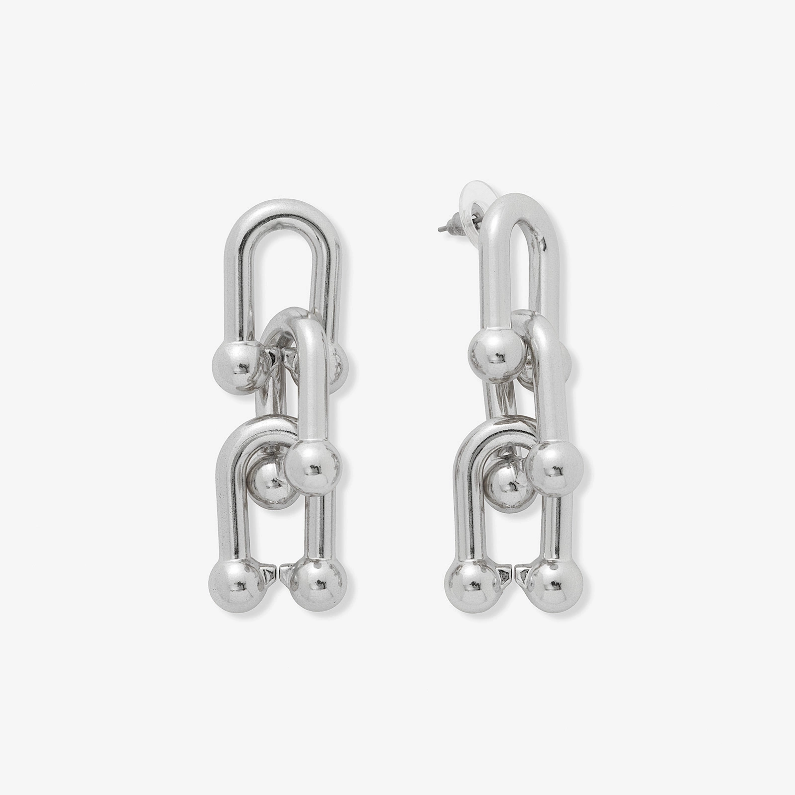 Silverfärgade örhängen, stora U-länkar - 55 mm
