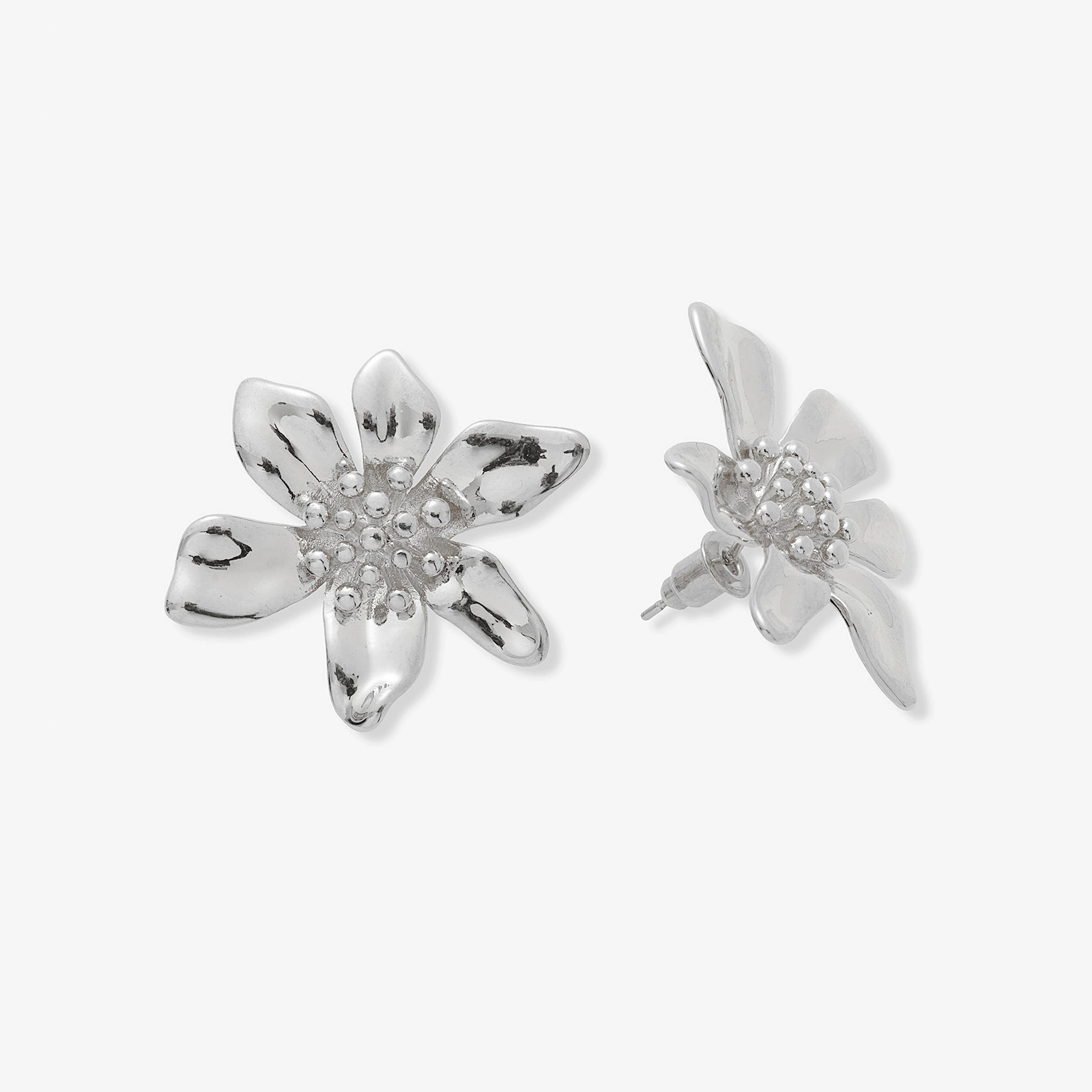 Silverfärgade örhängen, blomma - 30 mm
