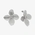 Silverfärgade örhängen, stora blommor med kristall - 43 mm