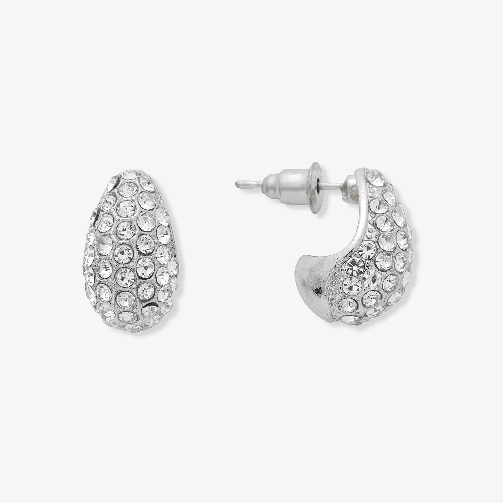 Silverfärgade örhängen, droppform med stenar - 14 mm