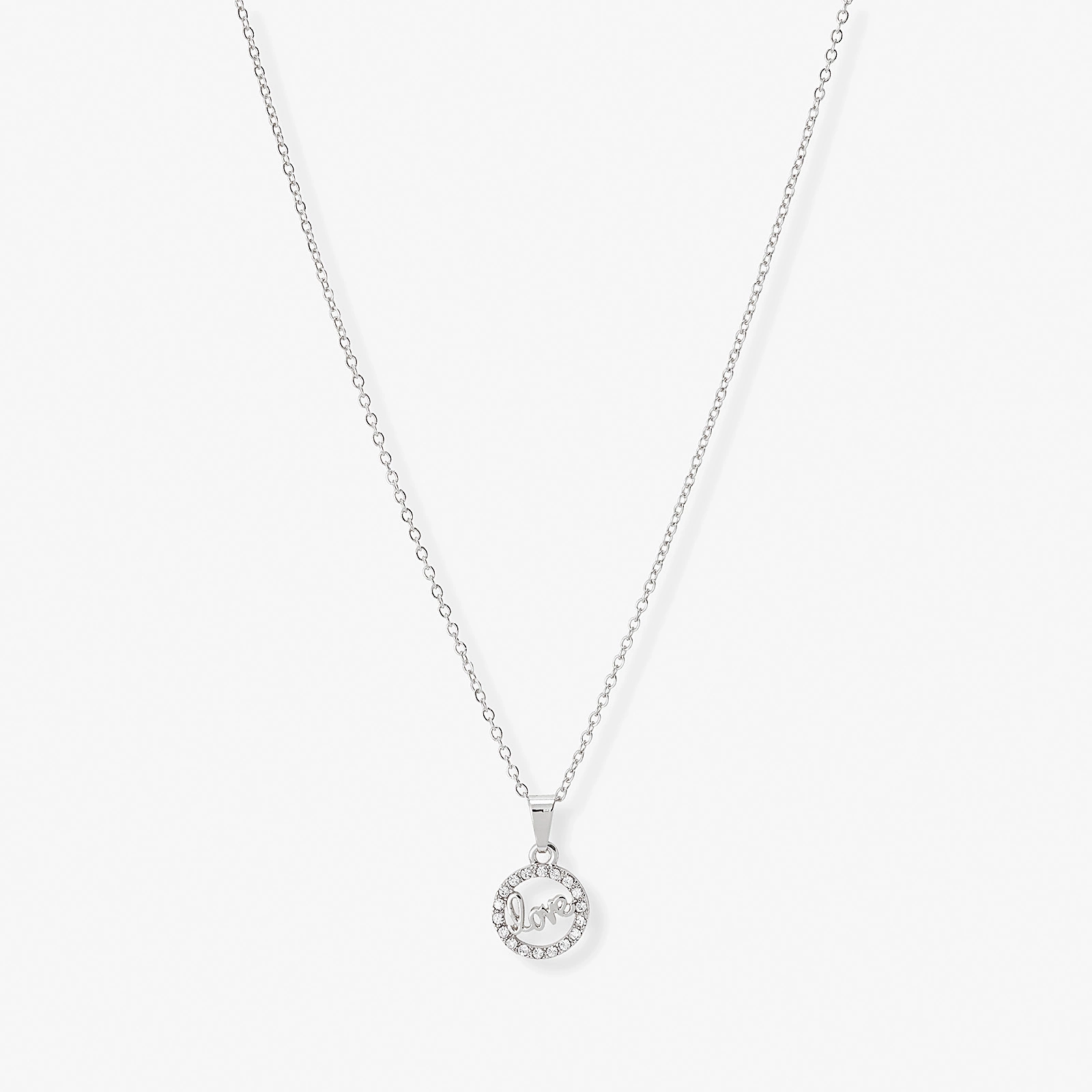 Silverfärgat halsband "love" - 42+5cm