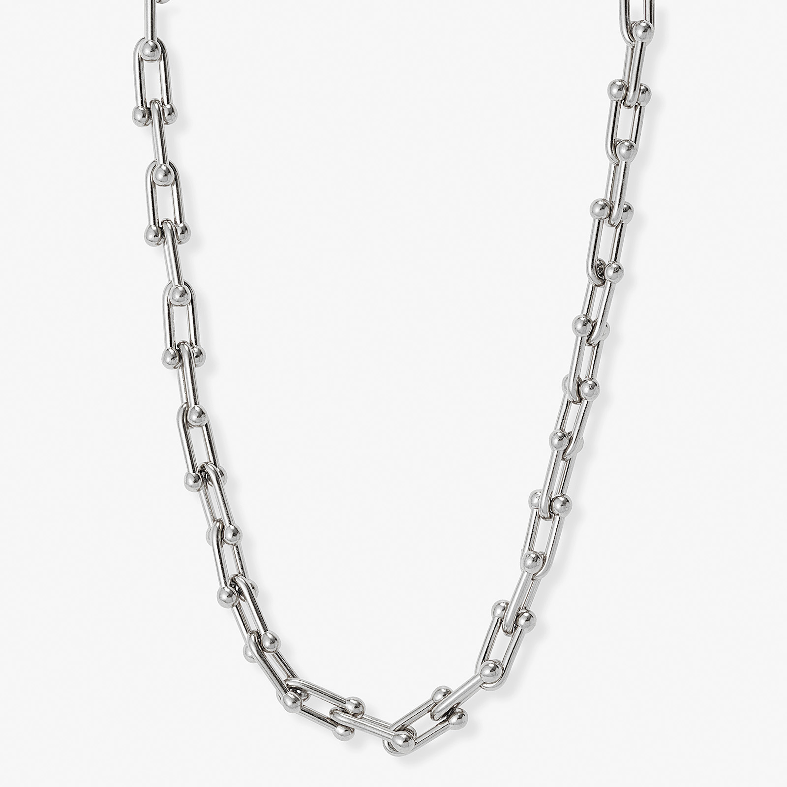 Silverfärgat halsband, byglar, 40+5cm