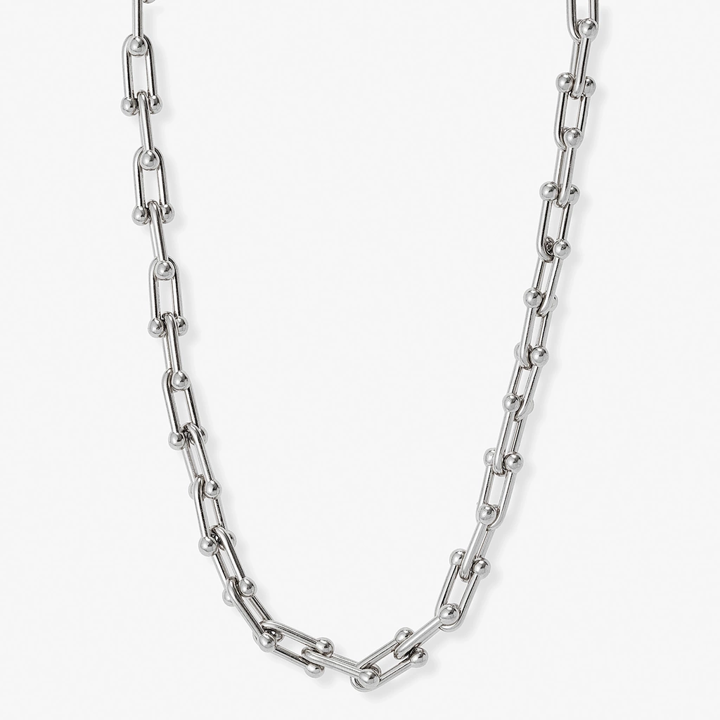 Silverfärgat halsband, byglar, 40+5cm