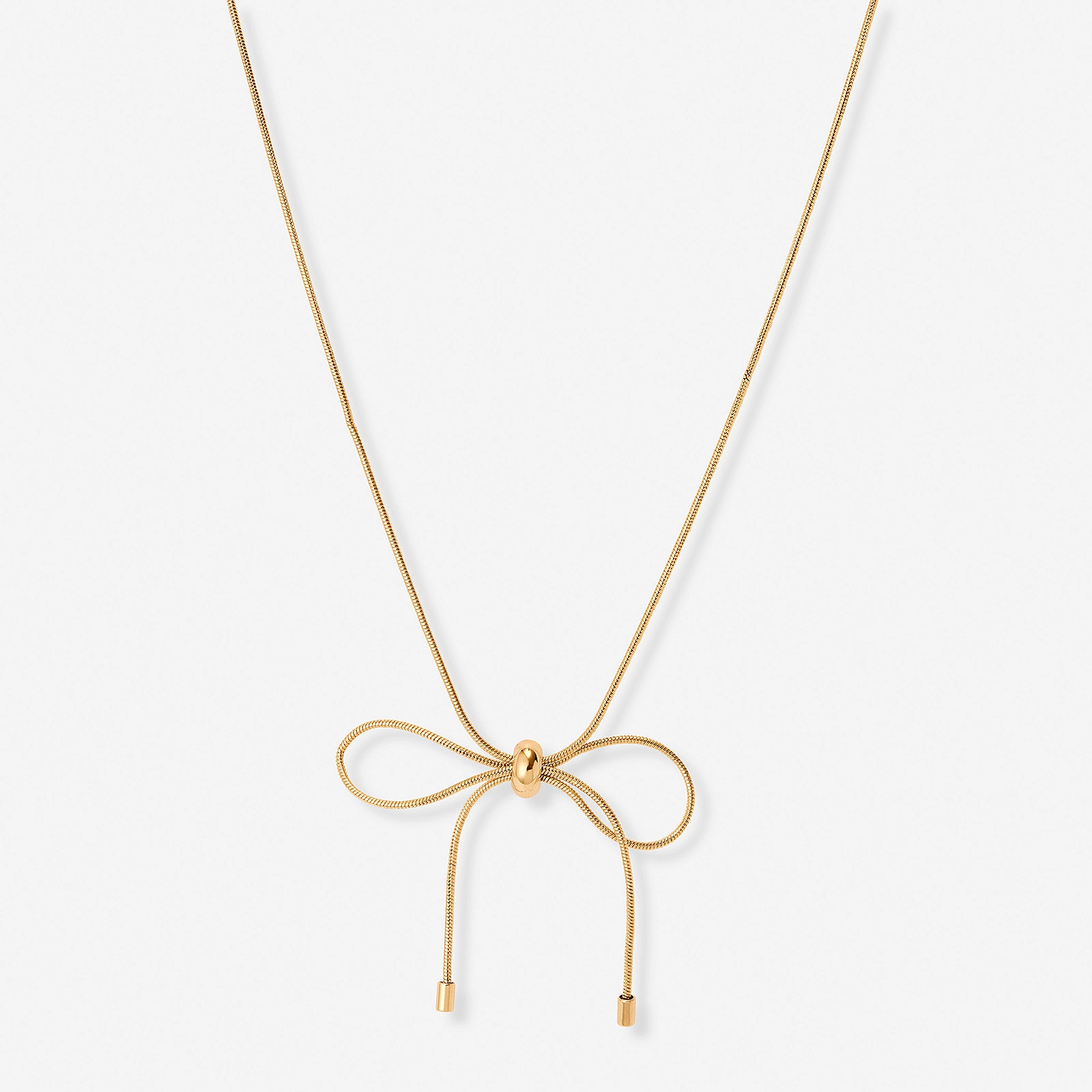 Guldfärgat halsband, ormkedja m rosett, 43+7cm