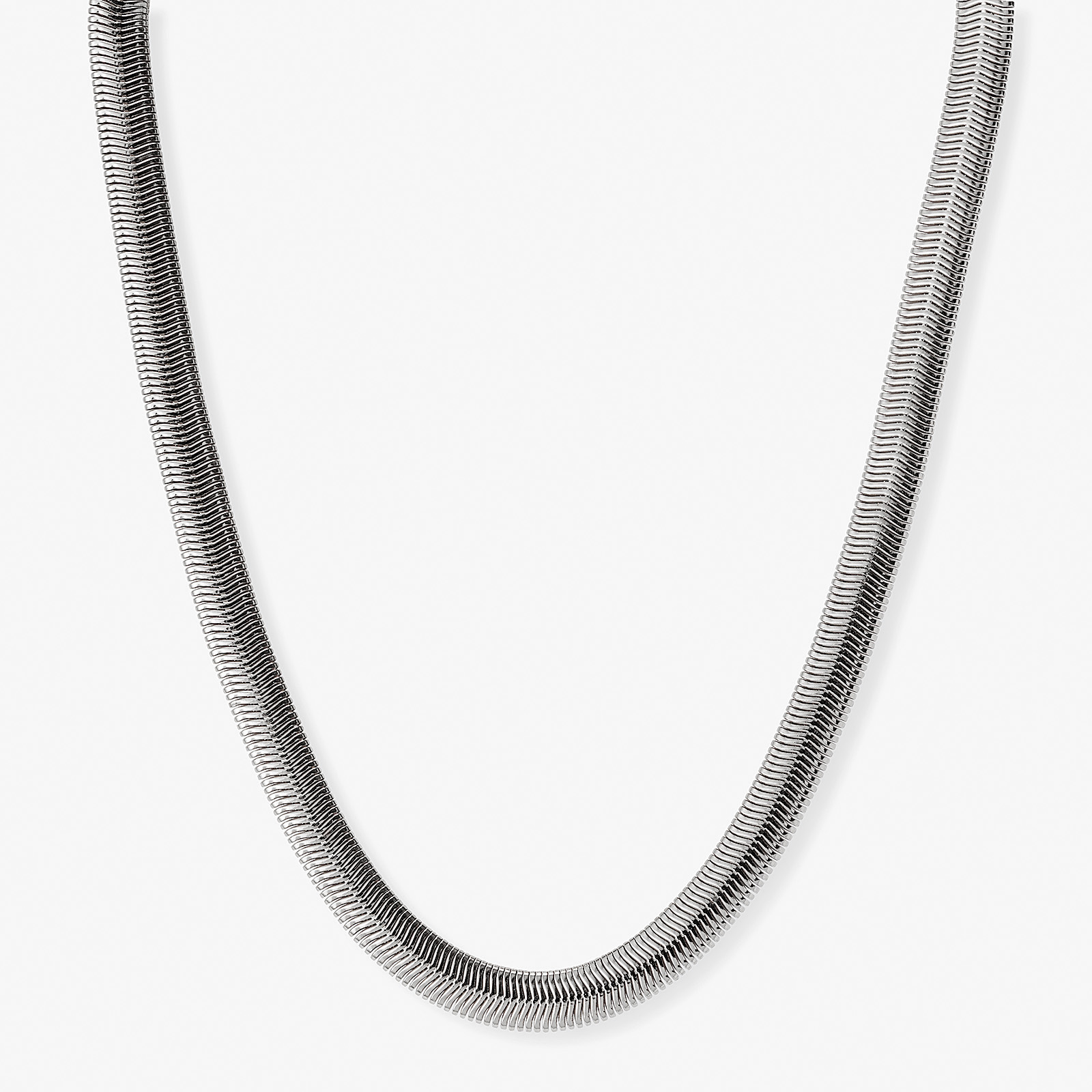 Silverfärgat halsband, fiskbenskedja, 42+7cm
