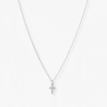 Silverfärgat halsband, kors, 42+7cm