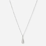 Silverfärgat halsband, droppe med kristaller - 42+7 cm