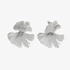 Silverfärgade örhängen, stora assymetriska blommor - 48 mm