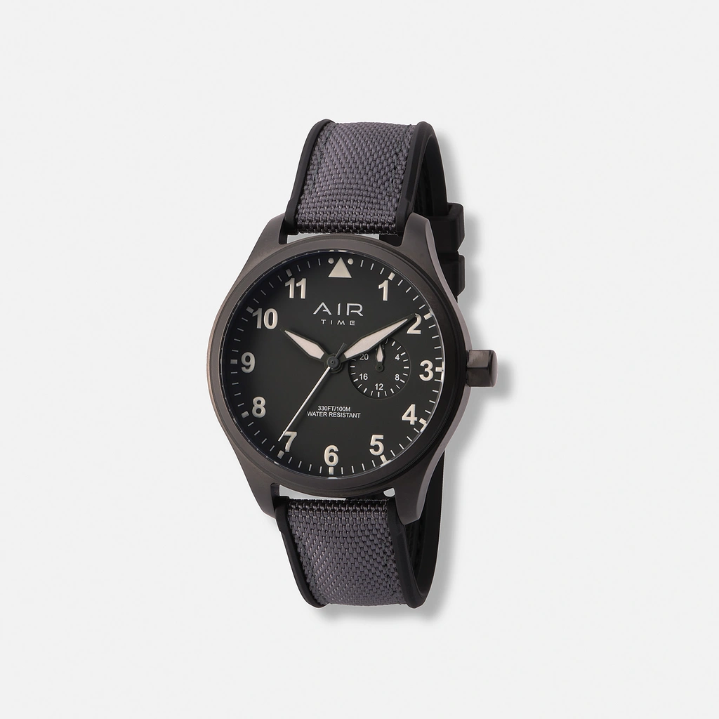 Air Time herrklocka, grå, gummiband - 44 mm