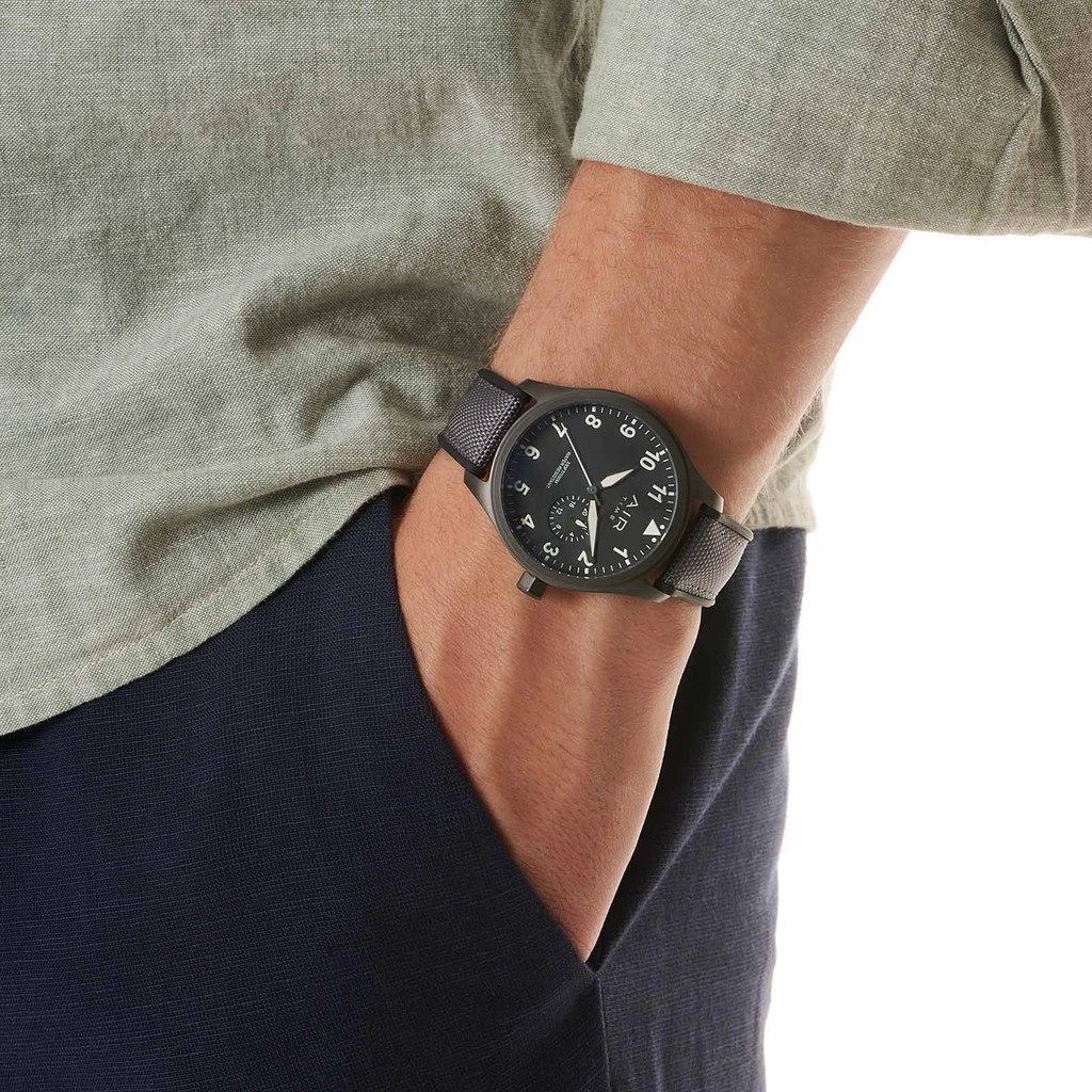 Air Time herrklocka, grå, gummiband - 44 mm