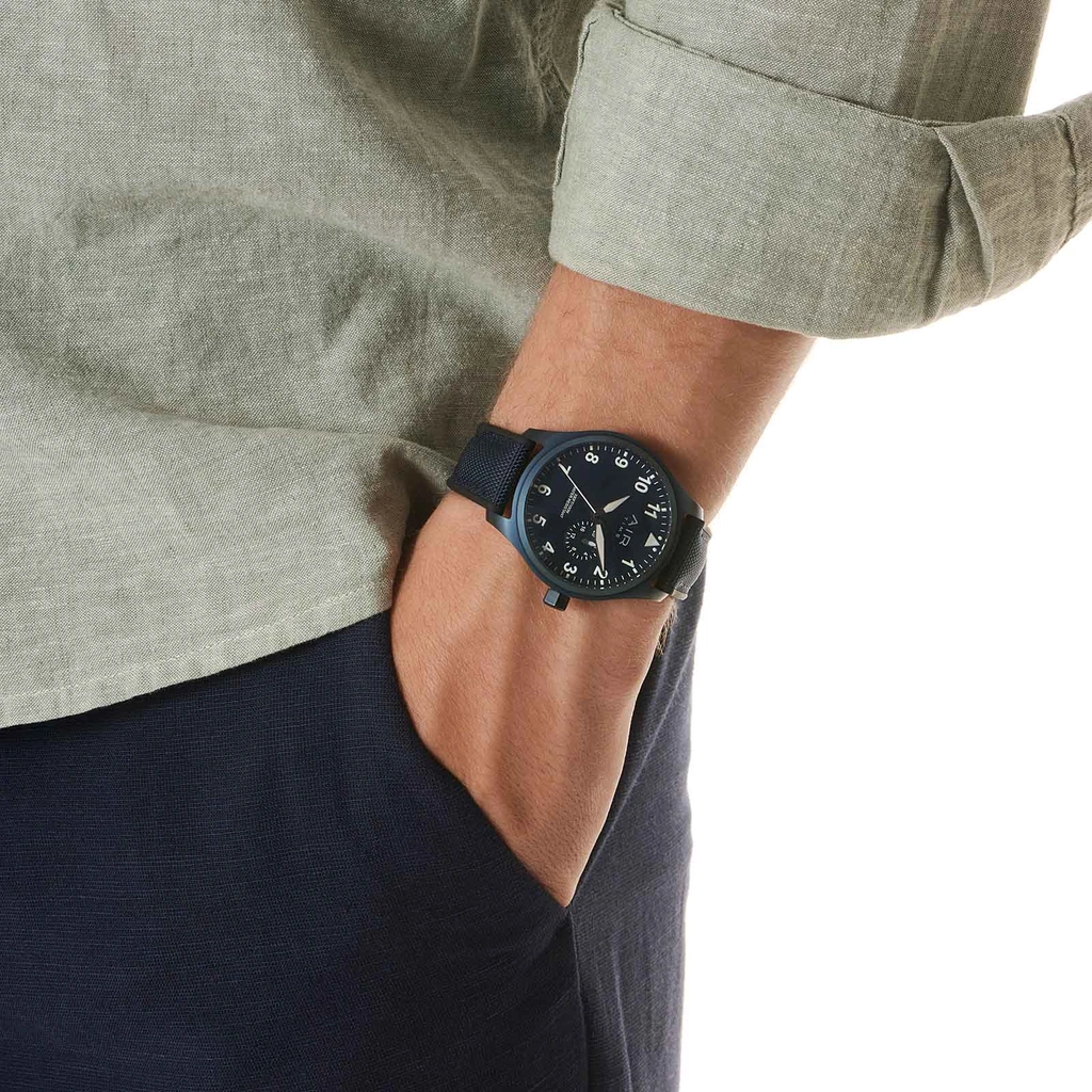 Air Time herrklocka, blå, gummiband - 44 mm