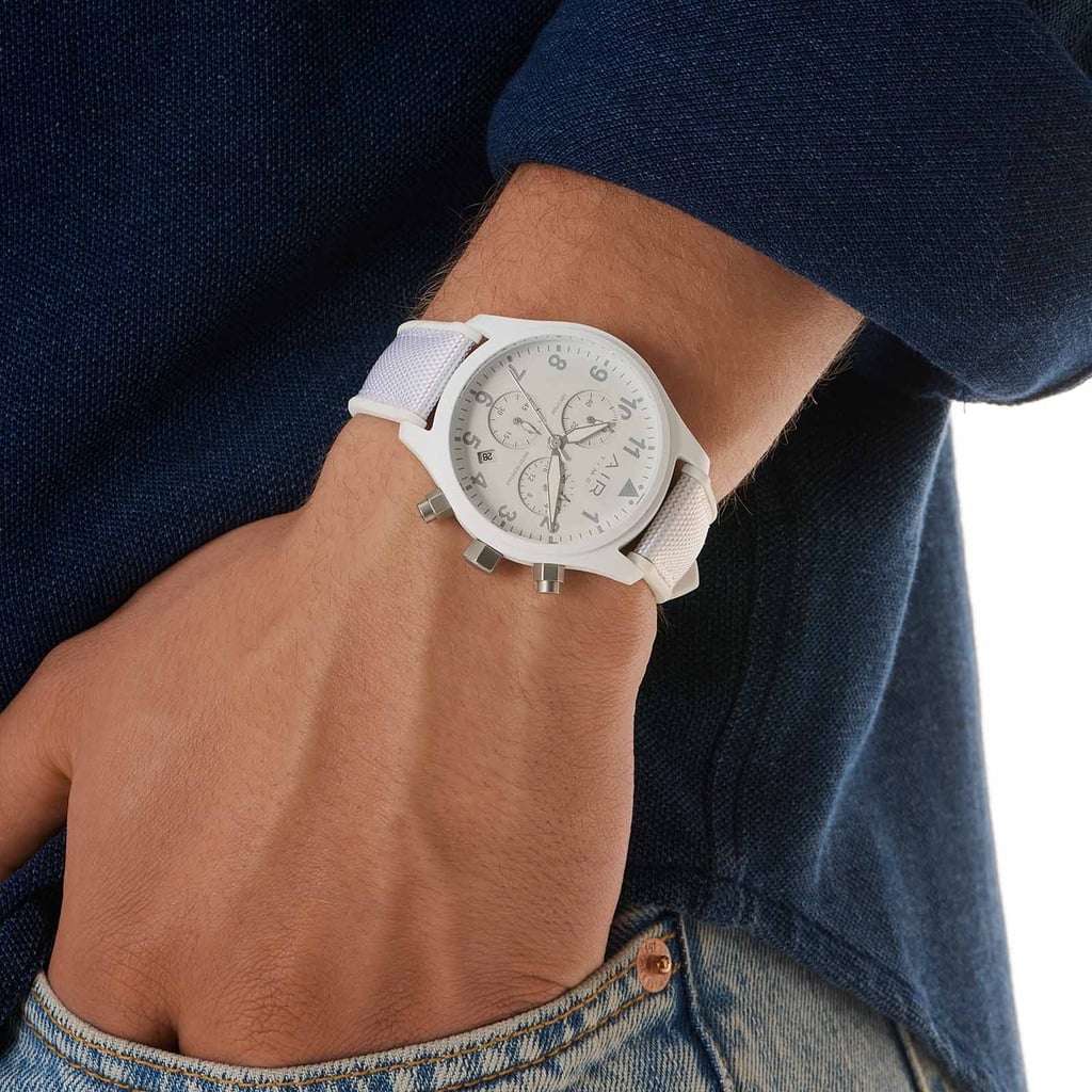 Air Time Chrono, vit tavla, gummiband - 44 mm