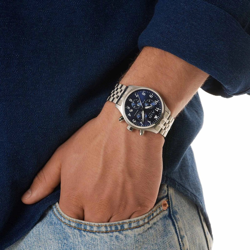 Air Time Chrono, blå tavla, metallband - 42 mm