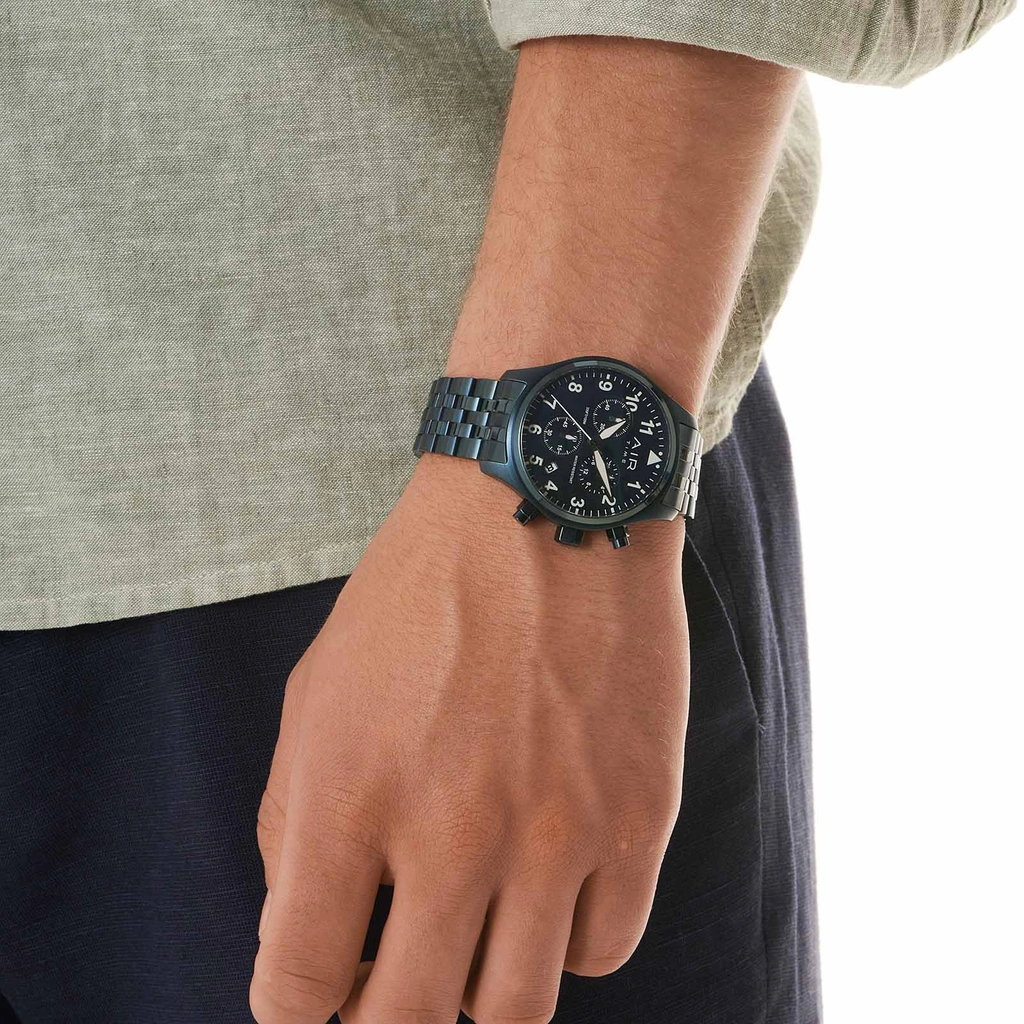 Air Time Chrono, blå tavla & metallband - 42 mm