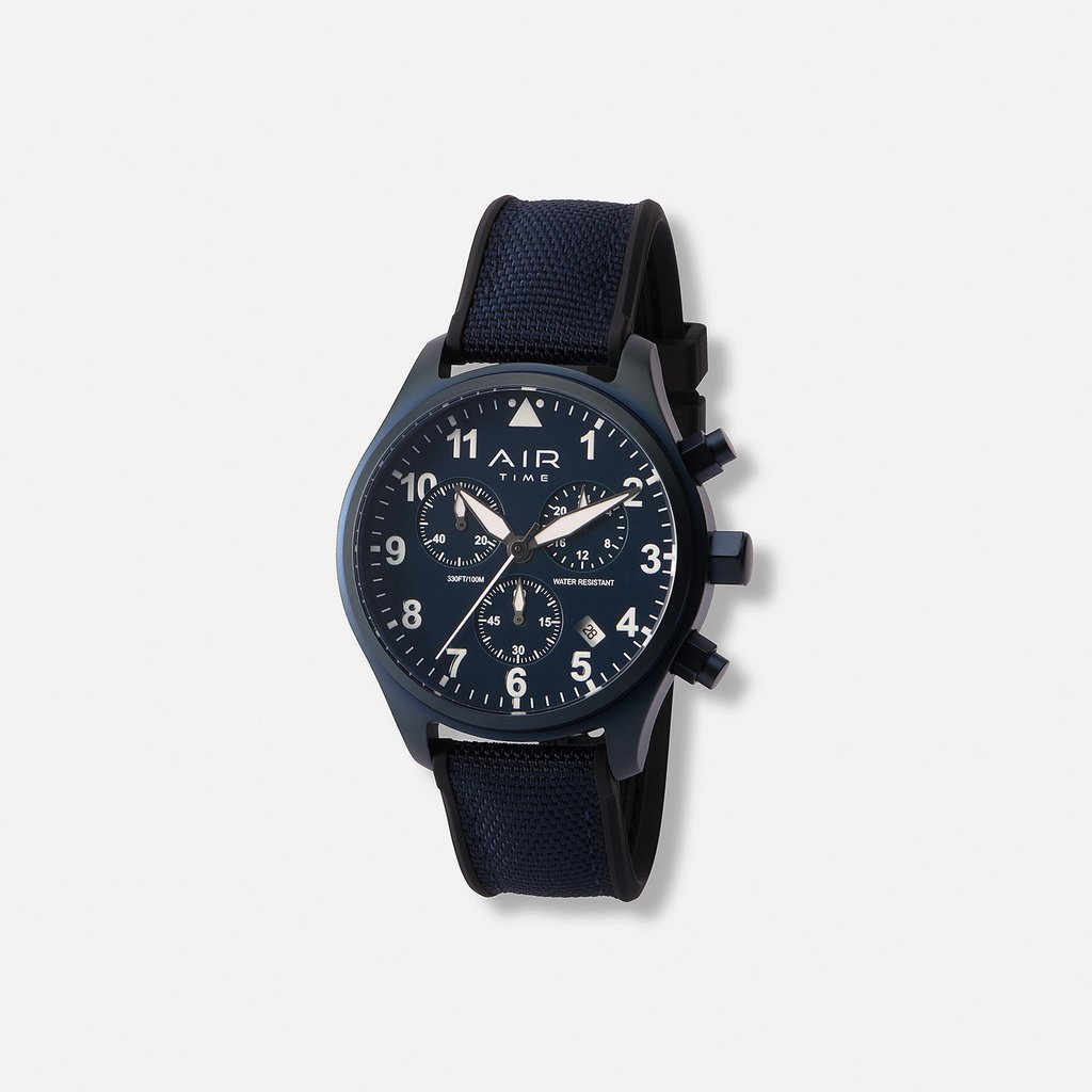 Air Time Chrono, blå, gummiband - 44 mm