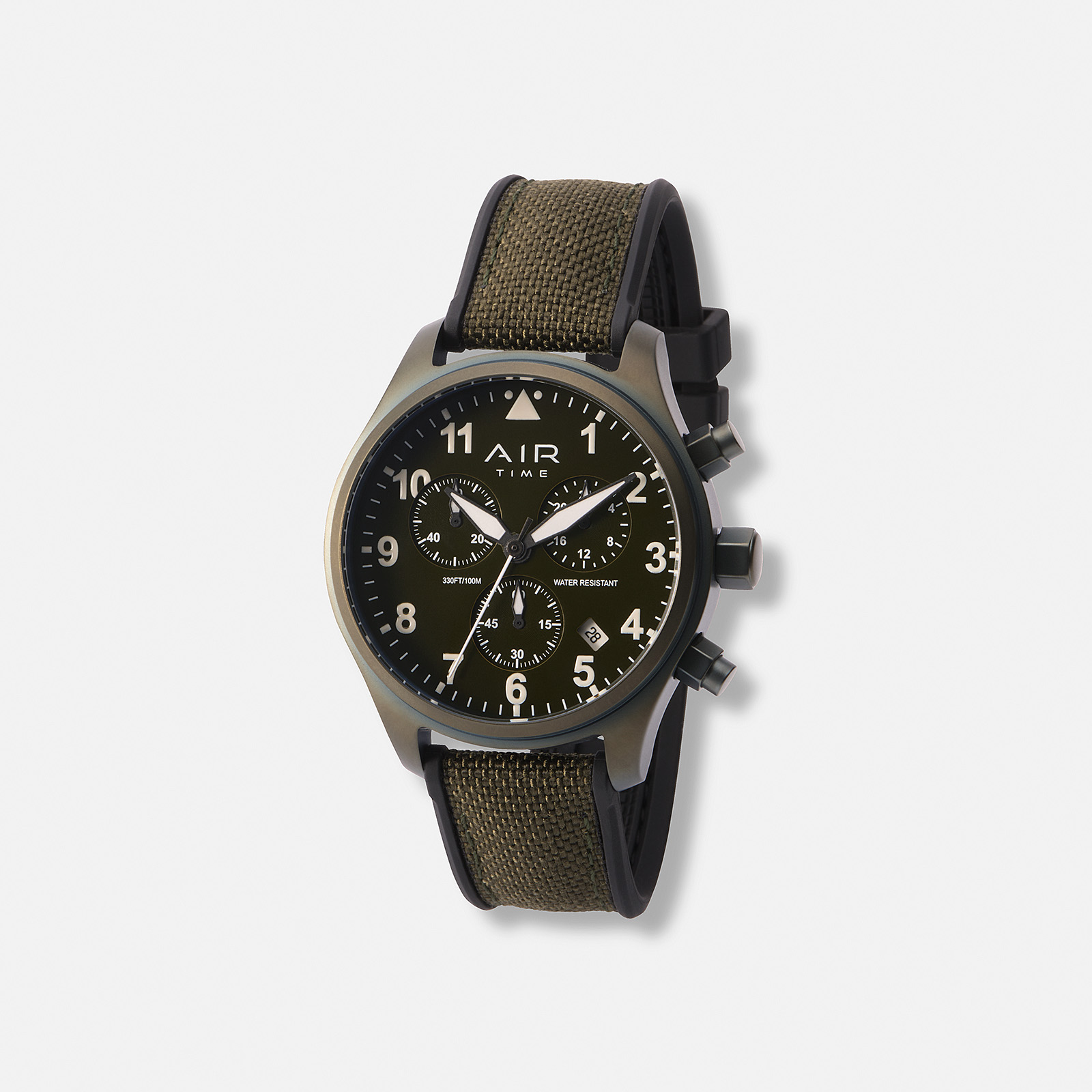 Air Time Chrono, grön, gummiband - 44 mm