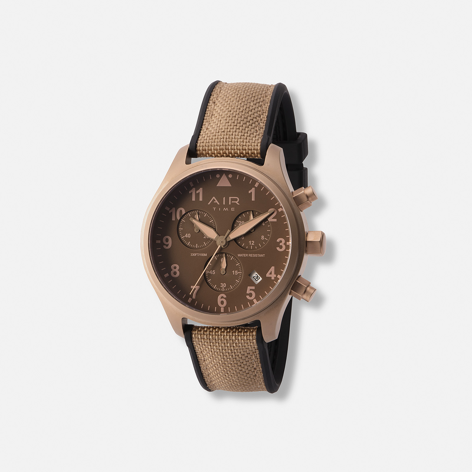 Air Time Chrono, brun tavla, gummiband - 44 mm