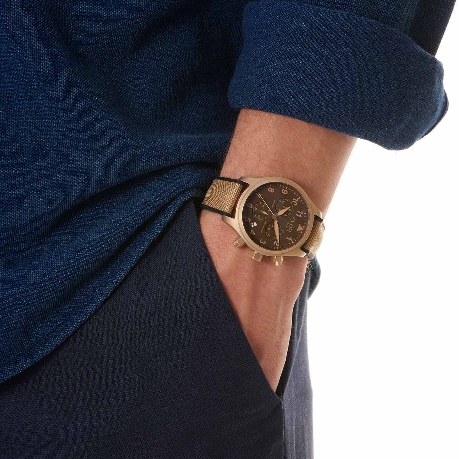 Air Time Chrono, brun tavla, gummiband - 44 mm